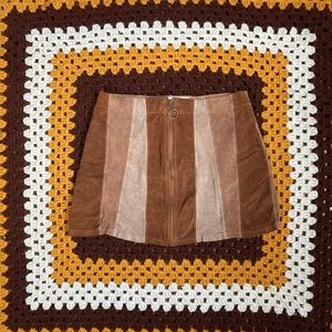 1970s Inspired Leather Panel Skirt